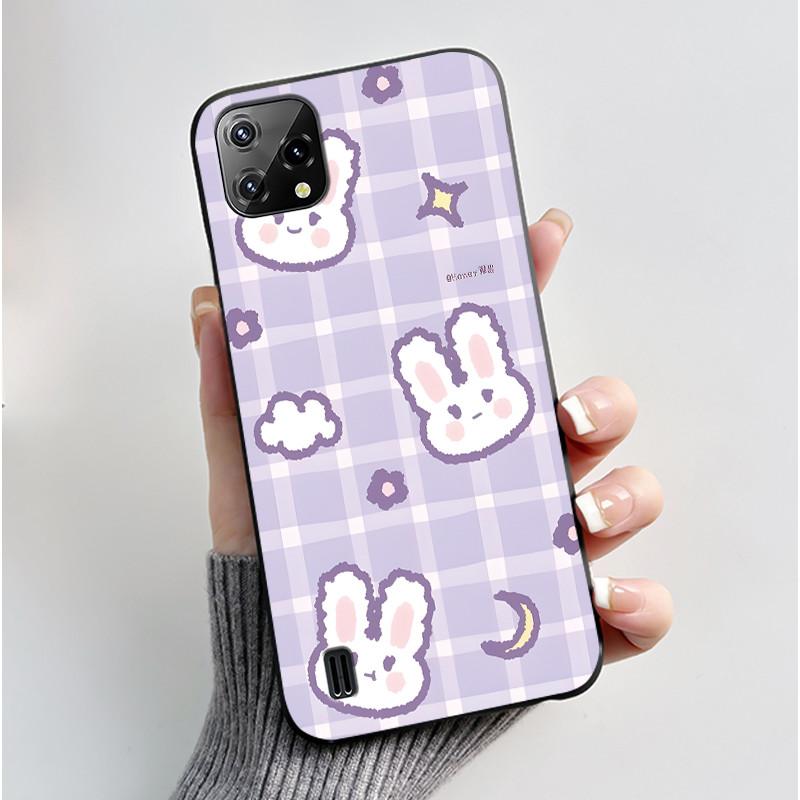 For Blackview A55 Case Oscal C60 Back Cover Luxury Cute Love Rabbit Funny Pattern Black TPU Soft Silicone Protective Phone Case