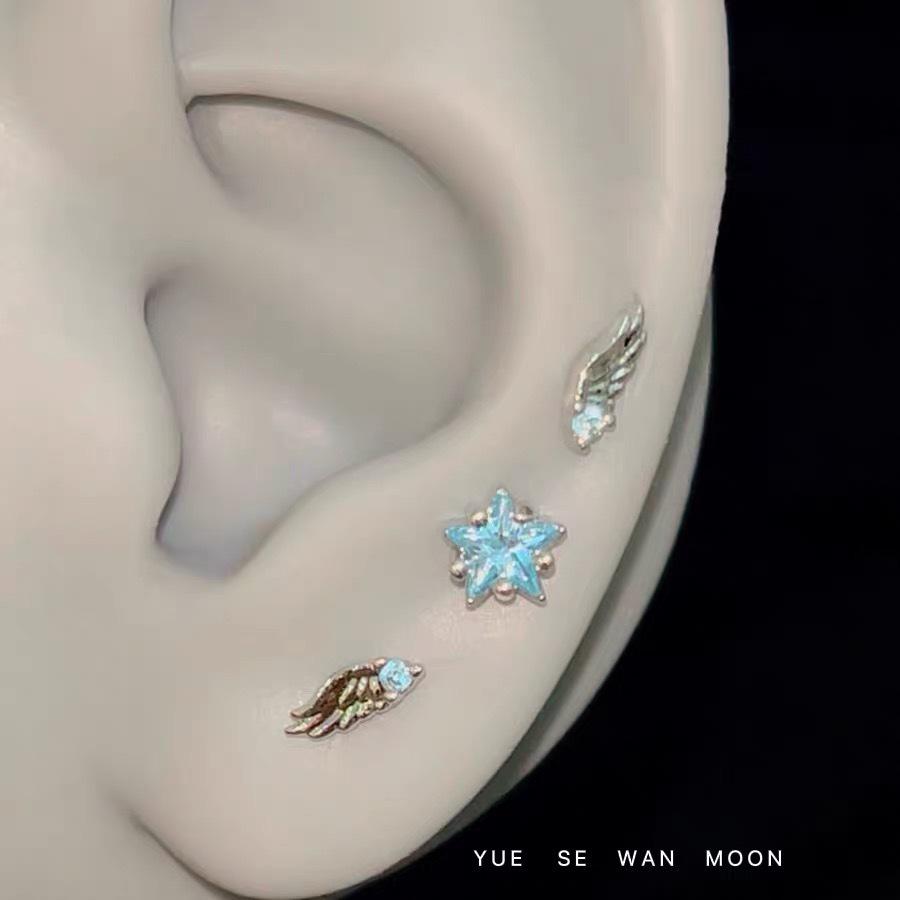 Maldives Blue Ice Shard Mini Wing Ear Studs: Exquisite and Versatile Earrings.