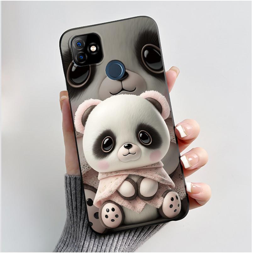 Bumper Soft Silicone Jelly Black Case For Itel P36 Play/Vision 1 Bright Aesthetic Sunset Starry Sky Painted Shockproof Cover