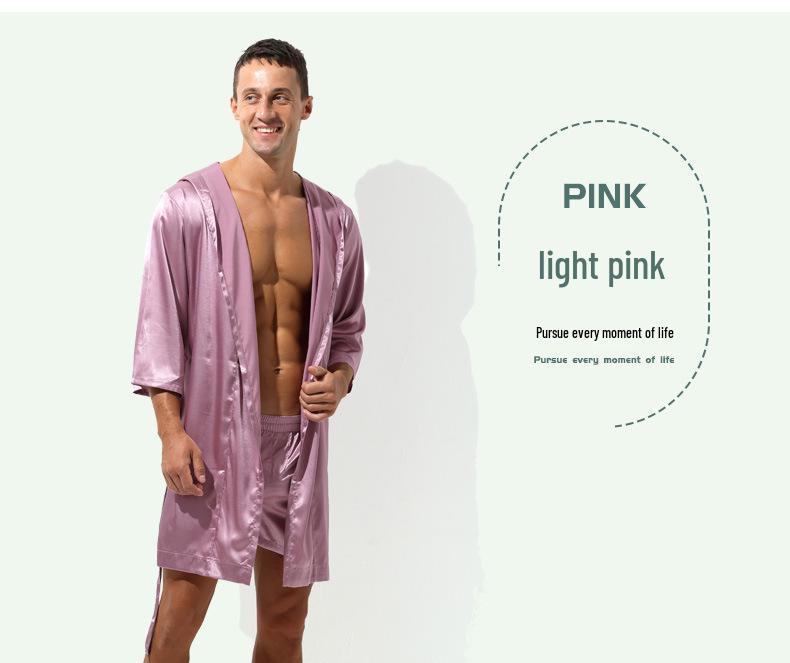 Unisex Lightweight Long-Sleeve Tie-Up Bathrobe - Solid Color Plus Size for Men & Women.