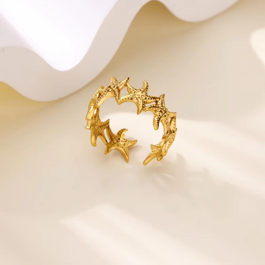 Gold Color Anillos Stacked Multiple Flowers Rings Elegant Women Stainless Steel Shell New Ring Jewelry Wedding Birthday Dainty