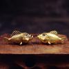 Antique-Style Brass Deep Sea Ancient Fish Ornament Handheld Decor Keychain Vintage Collectible