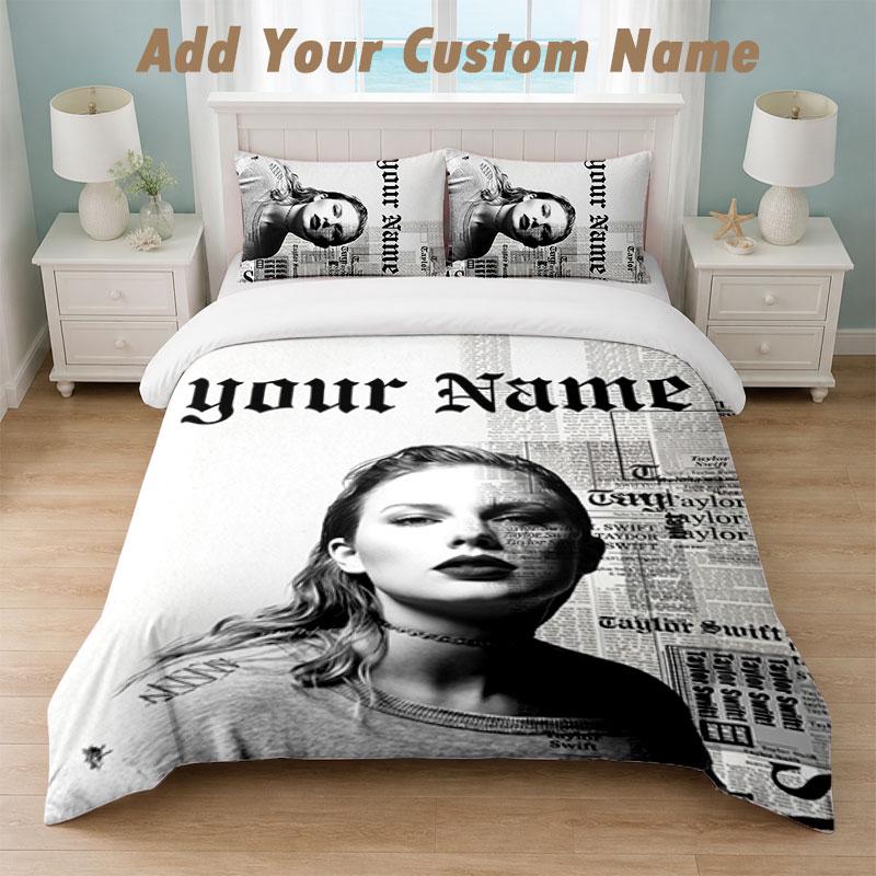Bedding Set 1 Duvet Cover 2 Pillowcases Taylor Swift Print Soft Bed Linen Bedroom Decor
