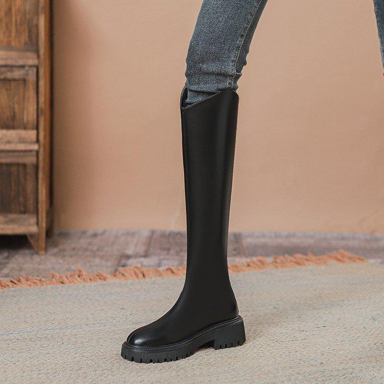 V-mouth Boots Women's Thick Soles 2025 New Winter But Knee Small Internet Celebrity Thin High Knight Boots