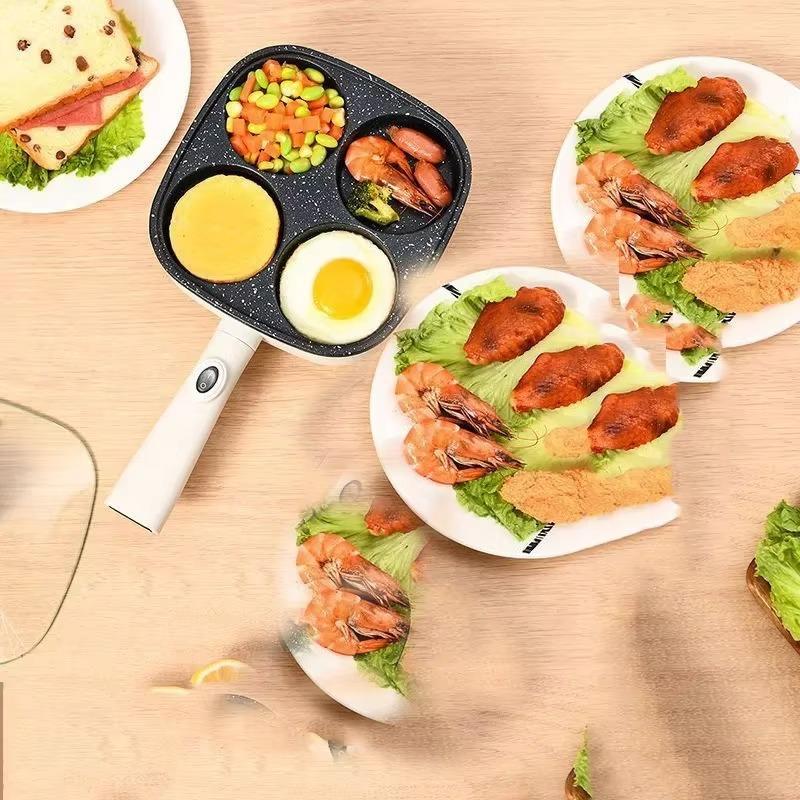 Electric Frying Pan 1PC Breakfast Maker Non-Stick Pan Home Electric Pancake Pan Plug-in Frying Eggs Four Holes Omelette Maker