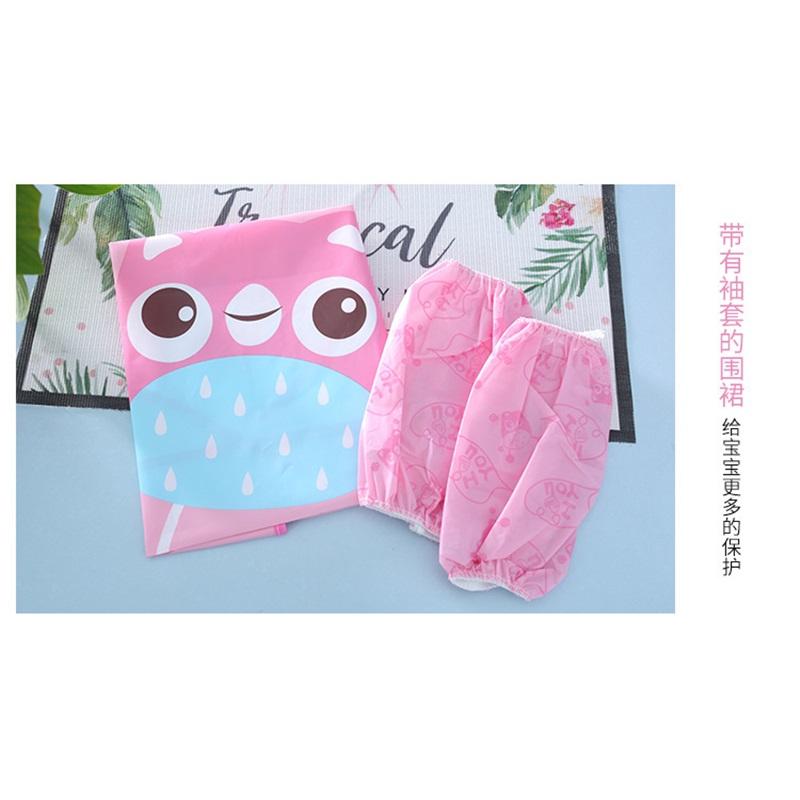Cartoon Children Waterproof Apron & Sleeve Guard Set, Anti-Stain Art Cooking Apron