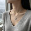 S925 Sterling Silver Women's Necklace, Retro Cross Clavicle Pendant, Luxe High-End Accessory