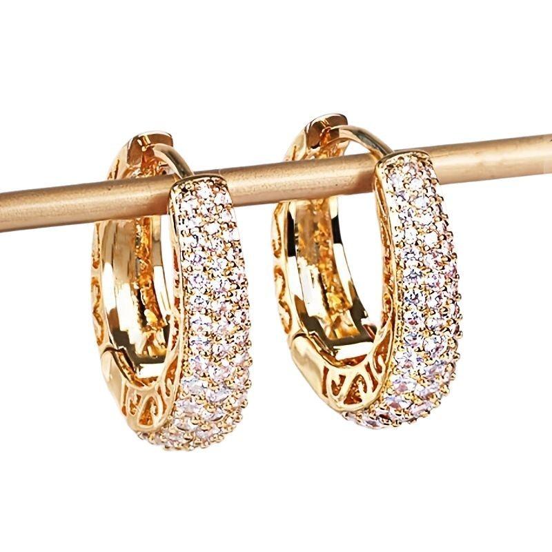 Hollow Gold Women'S Circular Earrings, Luxurious And Fashionable Round Earrings, Elegant Women'S Jewelry Accessories.