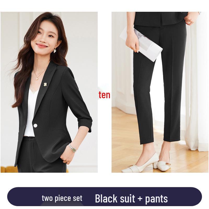 Women's Seven-Sleeve Professional Suit Set - Spring Fashion Formal Dress for Work and Interviews