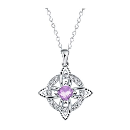 Celtic Knot Necklace Witches Knot Birthstone Necklace Sparkling Celtic Symbol Necklace Wiccan Spiritual Jewelry Gift for Women Mom Wife Girlfriend