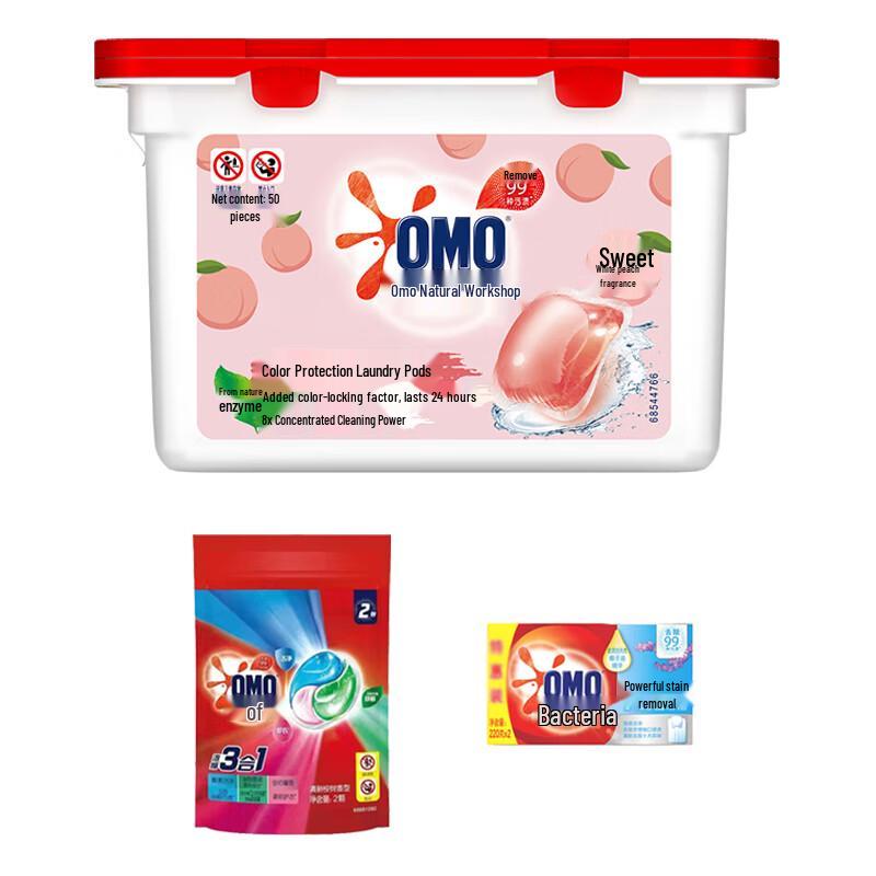 OMO Nature Workshop White Peach Laundry Pods & Stain Remover Soap Kit