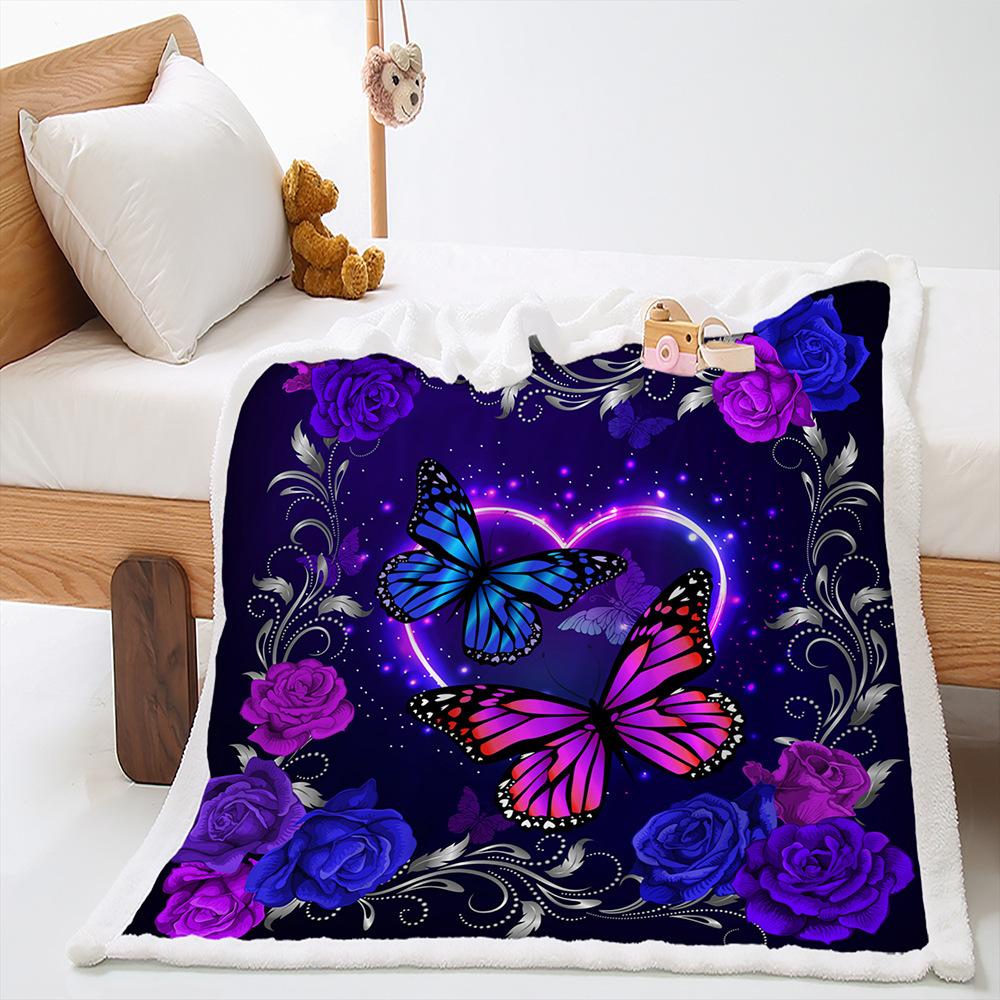 Blanket Butterfly Animal Flower Blanket Lamb Fleece Crystal Fleece Blanket Blanket Universal