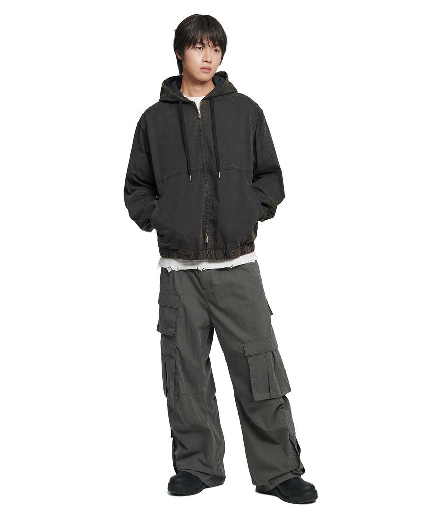 Nomanual W.C Hooded Jacket - Bleached Black