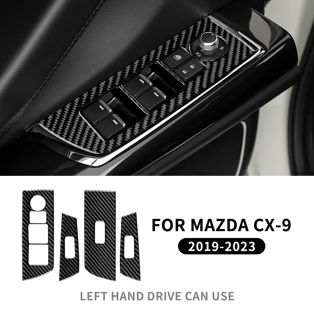 Real Carbon Fiber For Mazda CX-9      Mazda CX9 RHD LHD Car Window Lift Decor Panel Sticker Accessories