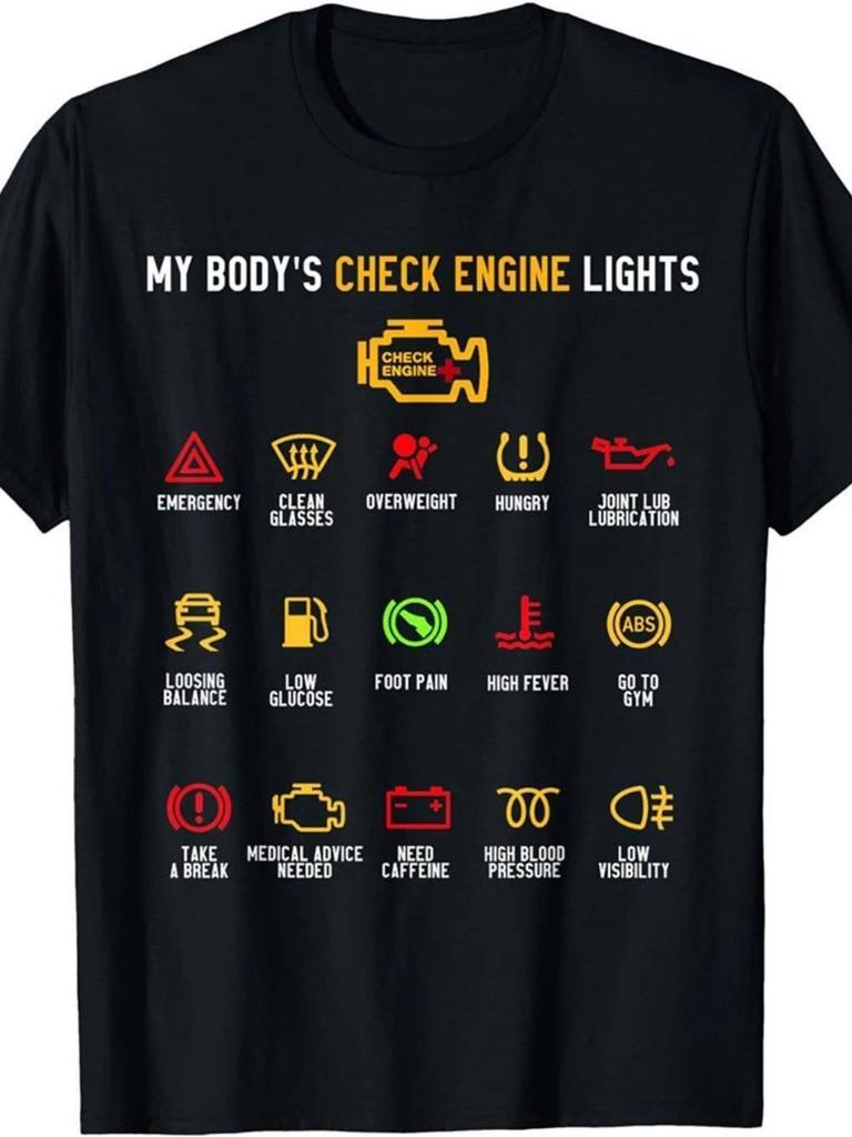 Mijn Auto's Controlelampjes T-shirt | Grappige Auto Dashboard Grafische Tee Unisex T-shirt