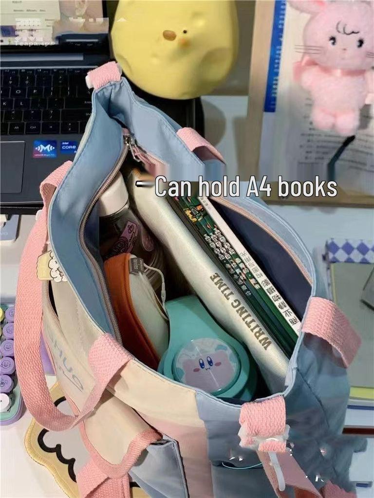 Large Capacity Canvas Tote Bag for Female Students - Perfect for High School and Tutoring