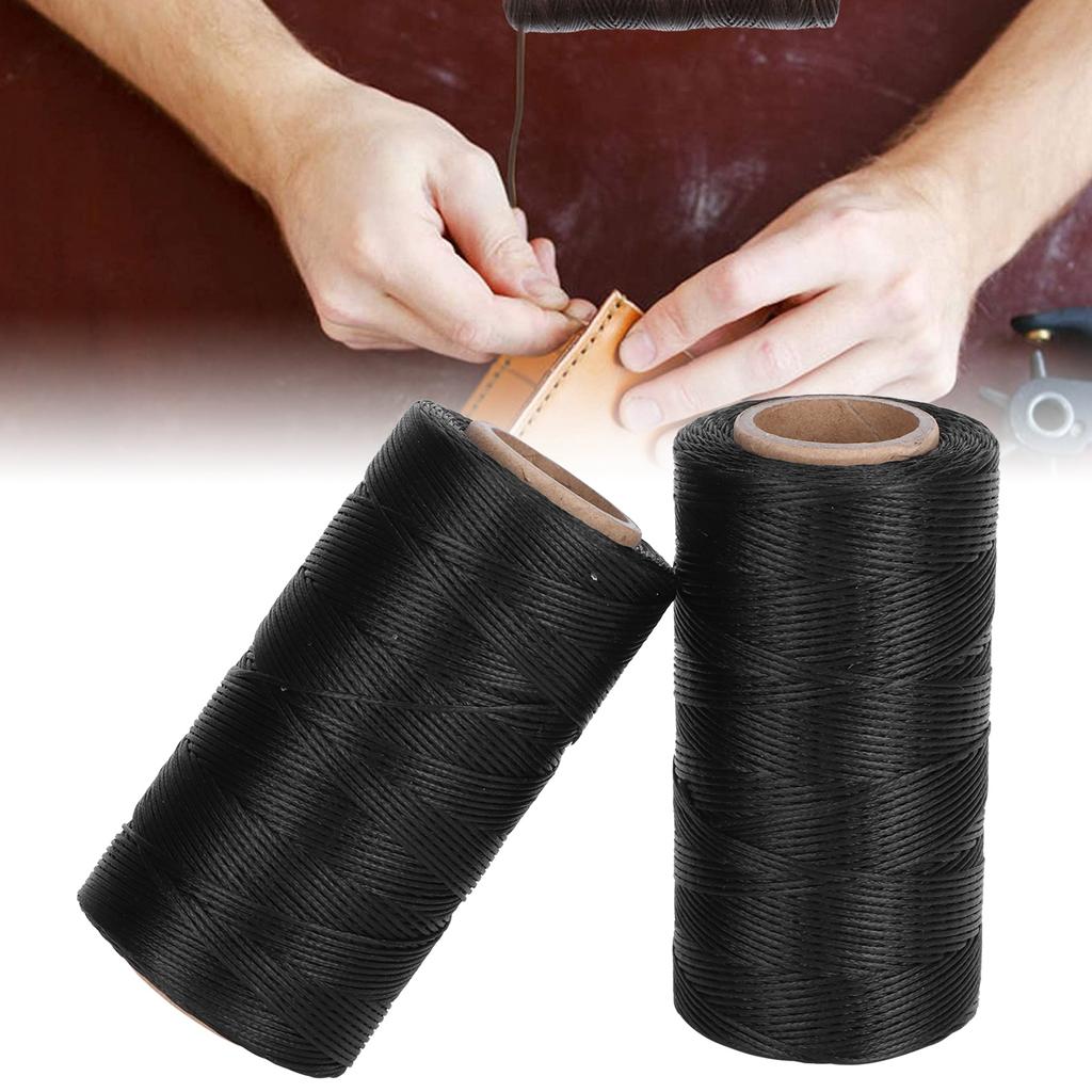 2 Rolls Waxed Thread Leather Sewing Stitching String Accessories DIY Handicraft Black
