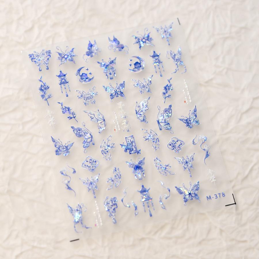 1Pcs 5D Embossed Aurora Butterfly Nail Art Stickers Self Adhesive Decals For Nails Decoration DIY 3D Acrylic Nail Supplies Parts