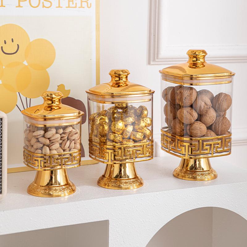 Round Clear Lid Jar for Dried Fruits and Kitchen Storage - Light Luxury Design