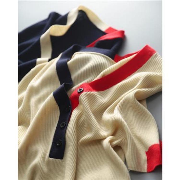 Cămașă din tricot subțire de vară, cu mâneci scurte, din mătase de gheață, pentru femei, în stil francez, de culoare contrastantă, cu decolteu în V, tricou cu dungi Top pulover