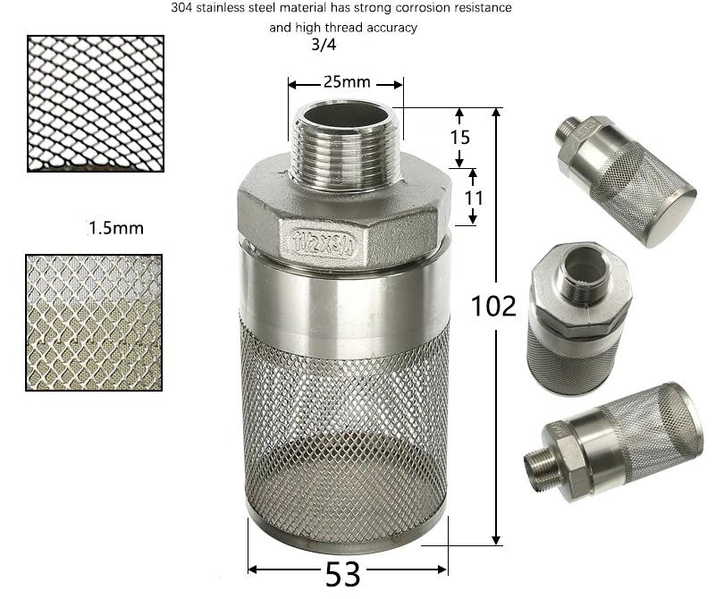 304 Stainless Steel Female Thread Filter Mesh Filter Circular Filter Head