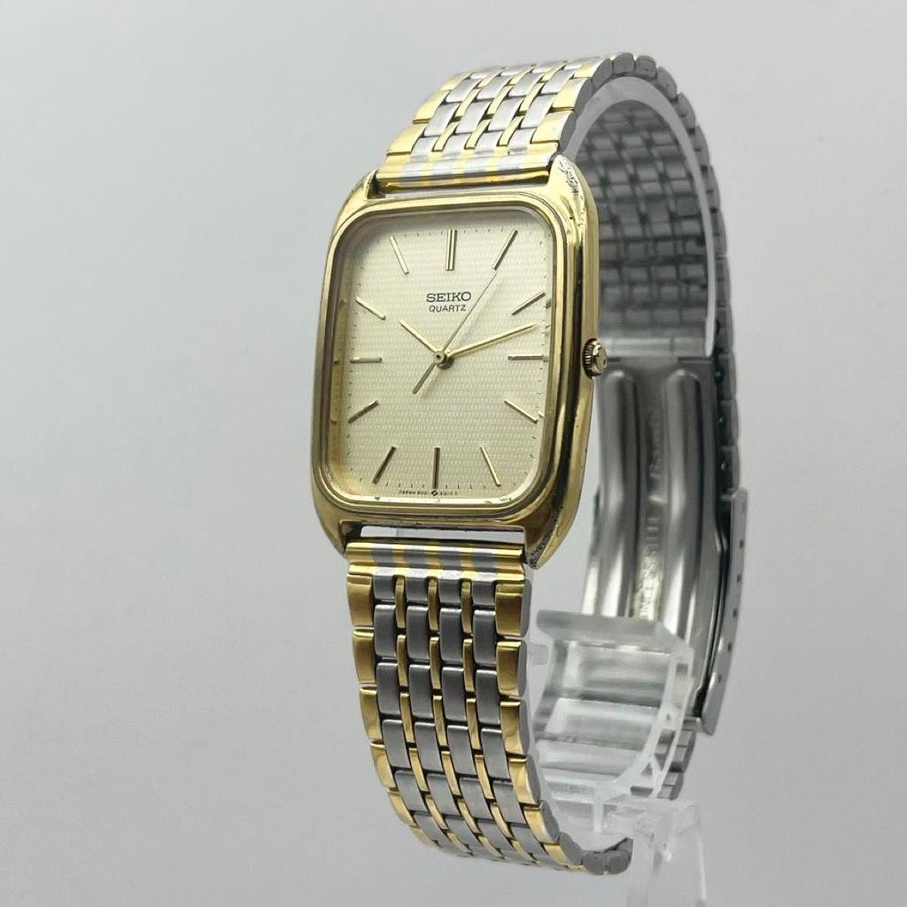 Used 80s Vintage Seiko Tank Watch, Rectangular, Working Condition, Vintage Gold, Square
