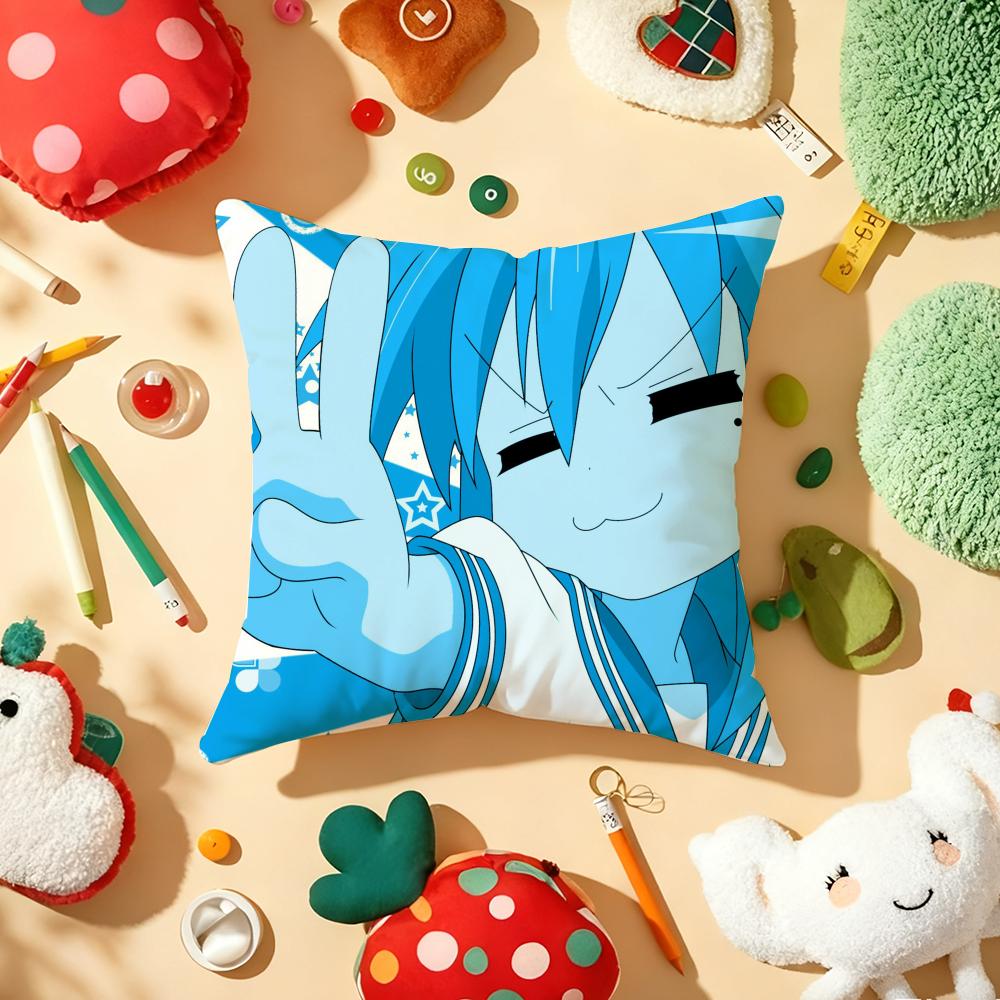 Anime L-Lucky Star Pillow Case Plush Fabric Soft Double-Sided Printed Sofa Warm Winter Home Gift Cushion Cover