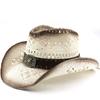 Vintage Straw Western Cowboy Hat Men's and Women's, Vacation Wind Hollow Straw Hat Summer Sun Hat