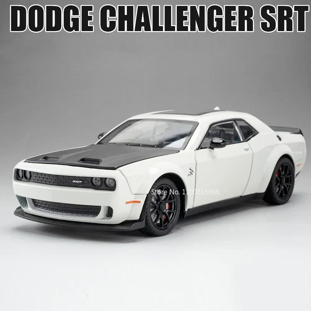 1:24 Challenger SRT Hellcat Toys Sports Cars Models Alloy Diecast Sound Light Police Car Doors Opened Vehicles Christmas Gifts