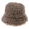 New Outdoor Warm Lamb Faux Fur Bucket Hat Black Solid Fluffy Fishing Cap Fisherman Women Winter
