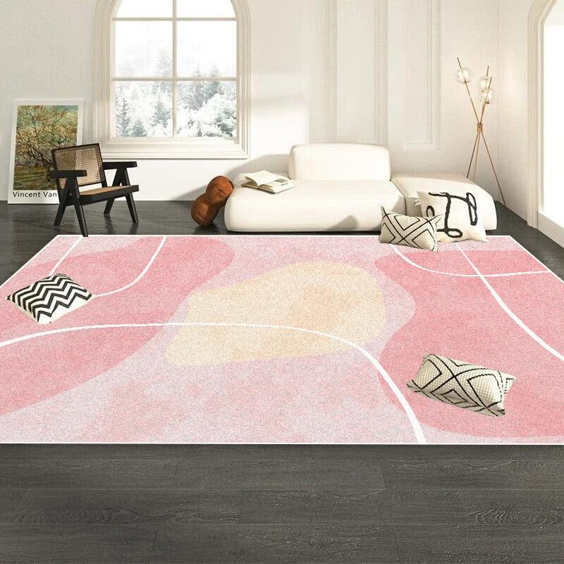 Pink Modern Simple Living Room Decoration Carpet Girl Bedroom Bedside Non-slip Rugs Home Decor Large Area Rug Washable Floor Mat