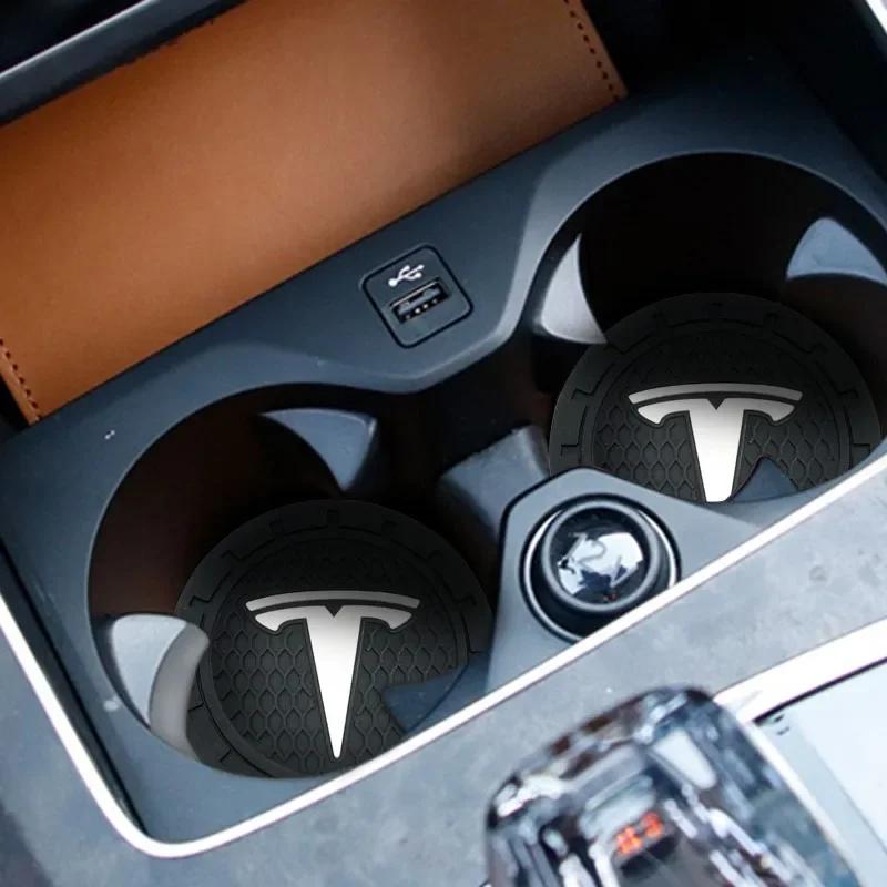 

Car Sticker Tesla 2pcs PVC Non-slip Car Water Cup Pad Holder Coaster for Tesla Logo Model 3 Model Y Model X SpaceX Auto Interior чёрный