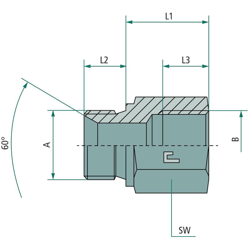 Straight Threaded Connection GA 3/8 MBSP X 3/8 FBSP =18 GRANITE