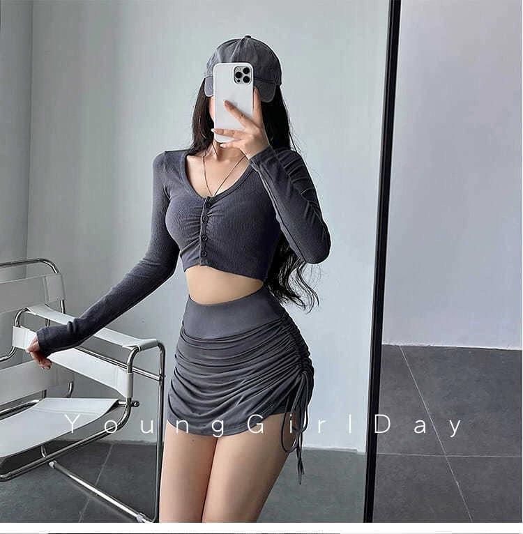 2024 High Waist Drawstring A-Line Mini Skirt - Pleated, Sexy, Hip Wrap, Nightclub Style for Women.