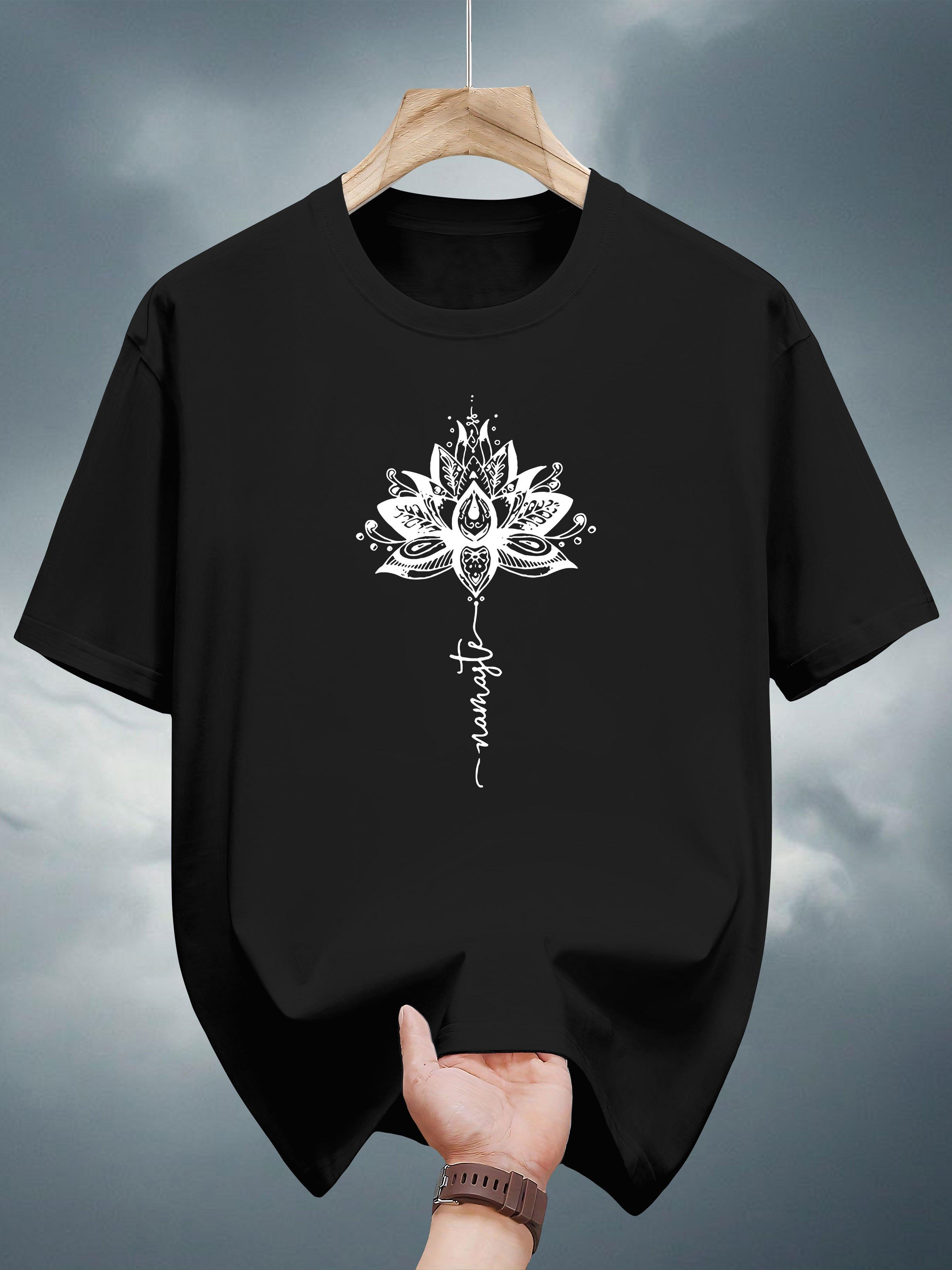 Casual Short Sleeve T-shirt - Crew Neck Tee with Intricate White & Golden Monogram Design XXXXL