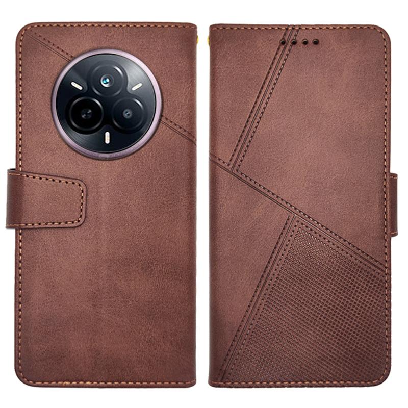 Für Realme 14 Pro 5G Hülle Leder Brieftasche Handyhülle Ständer Kalbstextur