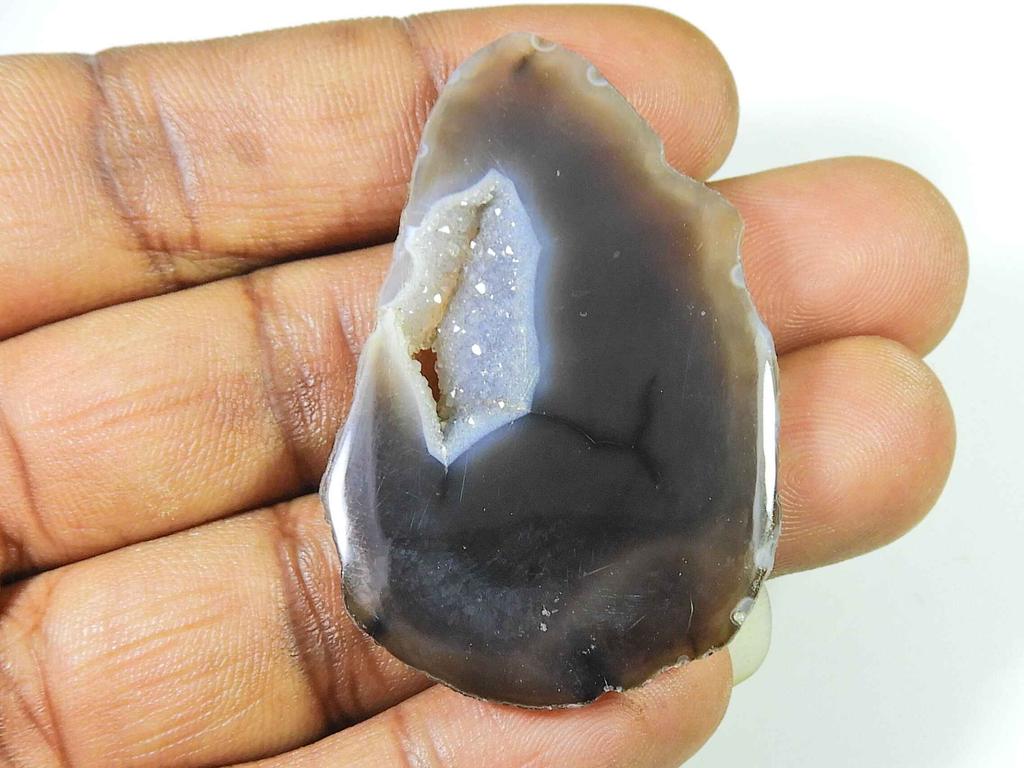 60Cts. Dyed Black Druzy Agate Fancy Crystal Cabochon Loose Gemstone 30X50MM SK-2262