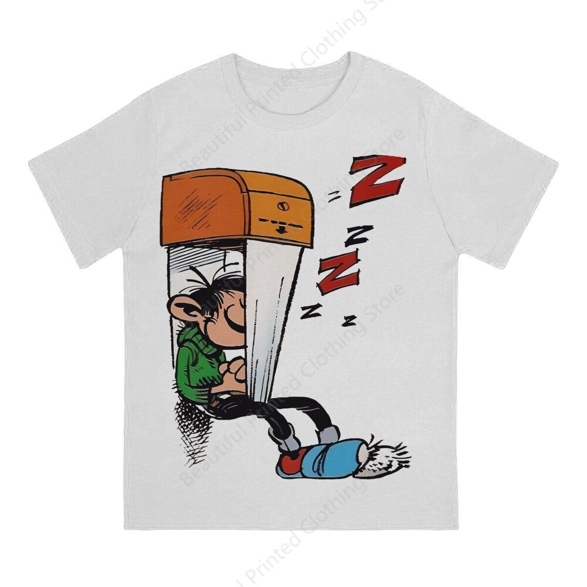 Men Women Cool T-shirt Gaston lagaffe Cotton Printing T-shirts Fashion Loose Tops Street Short Sleeve S