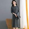 Round-neck Sweater Dress Women's Long Base Knitted Dress Loose Autumn and Winter Long Pullover