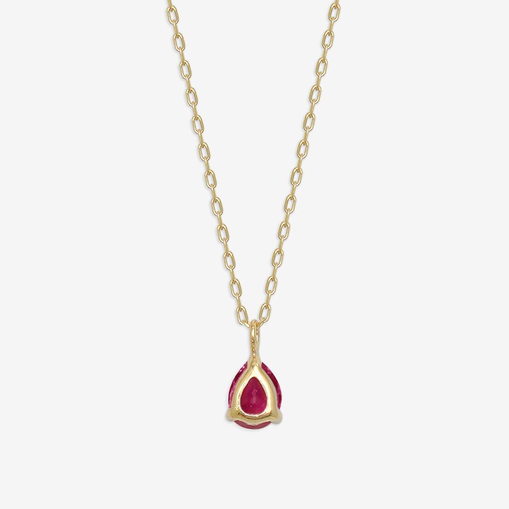 ESTELLE [Official] [Web Exclusive] Women's Necklace in 10K Yellow Gold with July Birthstone Ruby and Drop Motif (0452-8217-0019-0000)