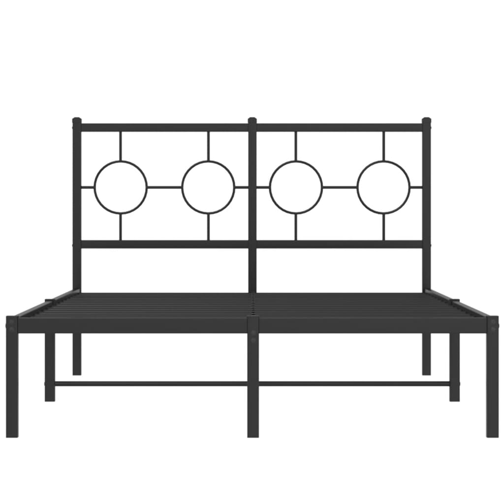 Metal Bed Frame with Headboard Black 120x190 cm