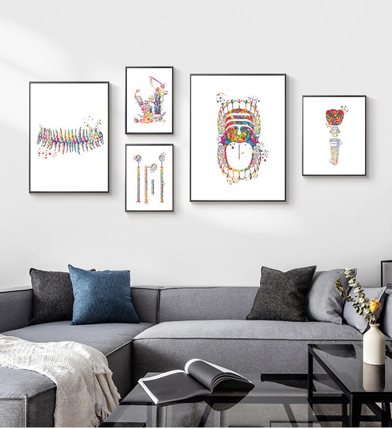 

Стоматологическое оборудование Плакат Зубы Анатомия Холст Живопись Стоматолог Подарок Картина Медицинская стена Искусство Акварель Печать Клиника Стена Декор Без рамки