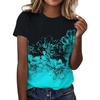 Summer Elegant Temperament Retro 3D Flower Pattern Printed Round Neck Short Sleeved Women's T-shirts