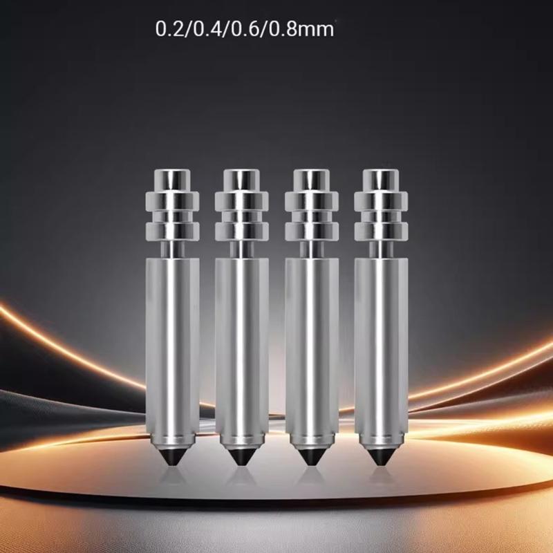 Hardened Steel Nozzle Kit For 3D Printer With Multiple Size 0.2Mm 0.4Mm 0.6Mm 0.8Mm Plated Metal Extruder Nozzles