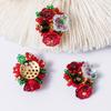 Festive Red Floral Cluster Christmas & New Year Earrings/Clips