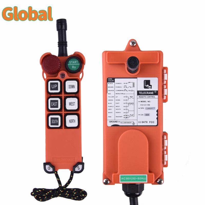 F21-E1 6 buttons  Industrial Wireless Radio Crane Remote Control switches Hoist overhead bridge Crane Lift Control ACDC12-72V