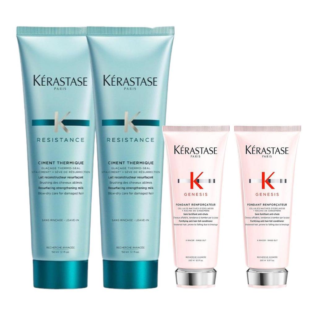 Kerastase Ciment Thermique Blow Dry Primer Duo Set 150ml + 150ml Strengthening Leave In Hair Treatment