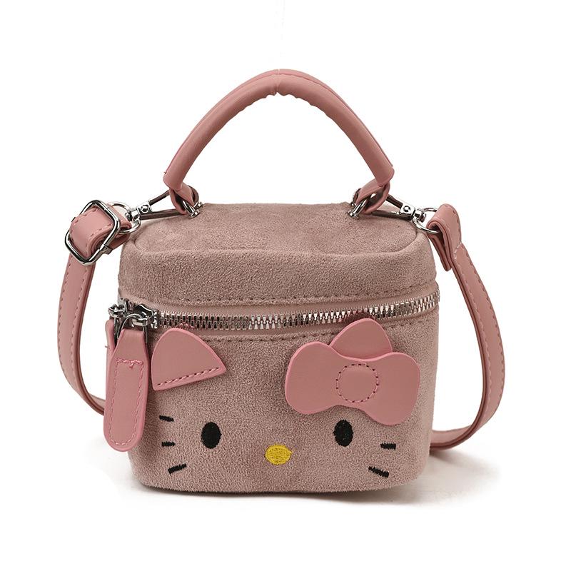 

Детская сумка кроссбоди с мультяшным котенком, вышитая, и кошелек для монет - милый осенне-зимний аксессуар для девочек розовый