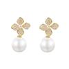 Korean-Style Pearl Four-Leaf Clover Clip-On Earrings: Elegant, Versatile, No Piercing Required, Delicate Fashion Jewelry.
