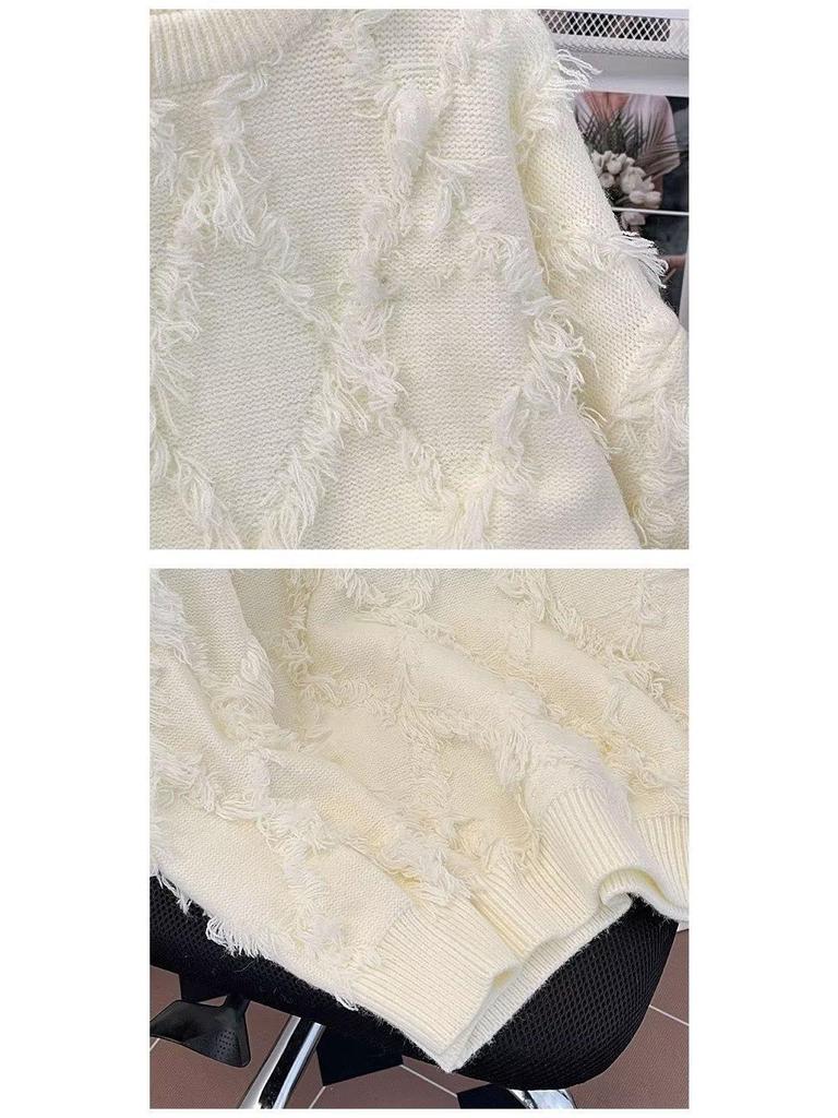 2024 Women's Solid Color Tassel Sweater - Loose, Soft Knit for Autumn/Winter